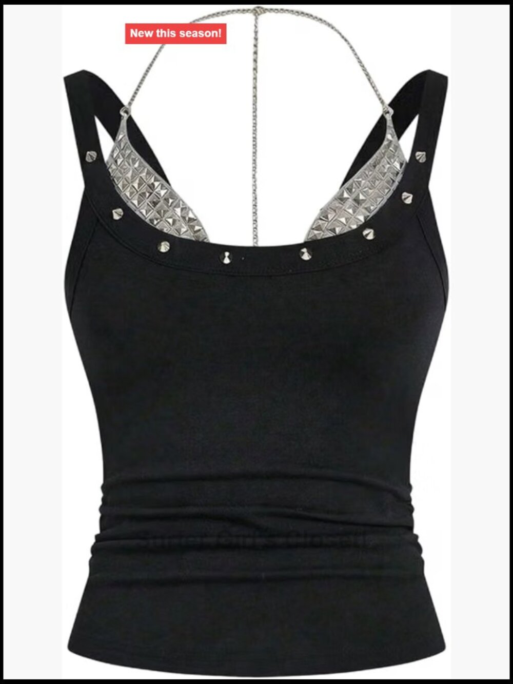 Y2K Halter Tank Top with Studded Bra Club Outfit High Stretch